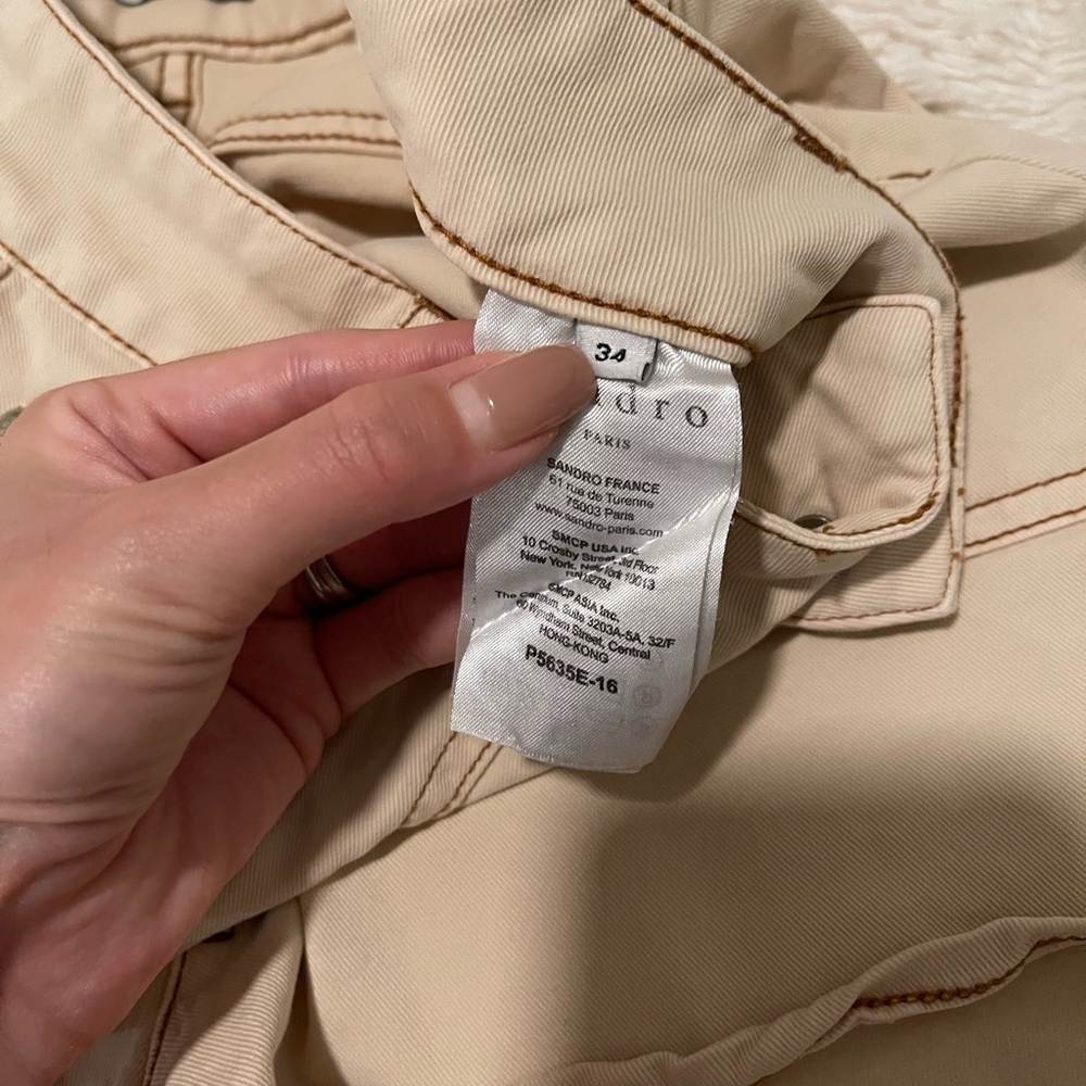 Sandro Paris Beige High-Rise Pocket Shorts – Size 34 (US 2) - Picture 4 of 5